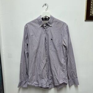 Burberry Men's Lavender Striped Button Down Shirt
